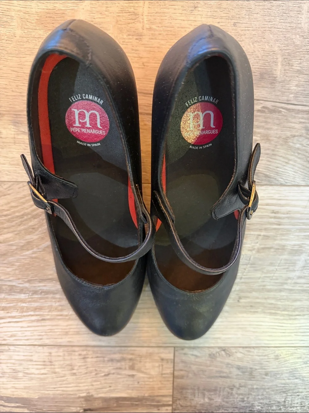 Heeled, Black leather  Mary Jane’s